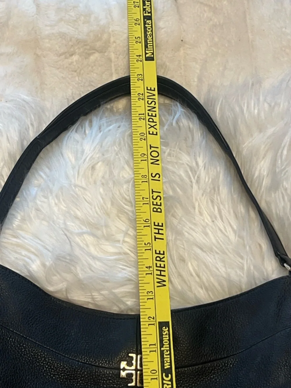 Tory Burch Black Pebbled Leather Hobo with Gold Logo